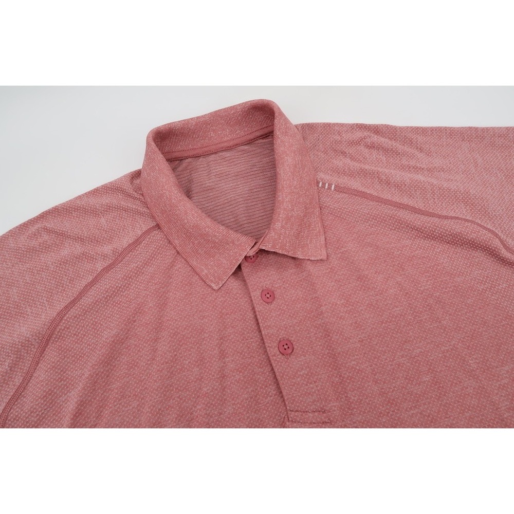 Lululemon Mens XXL Metal Vent Tech‎ Pink Performance Polo Shirt Short Sleeve 2XL
